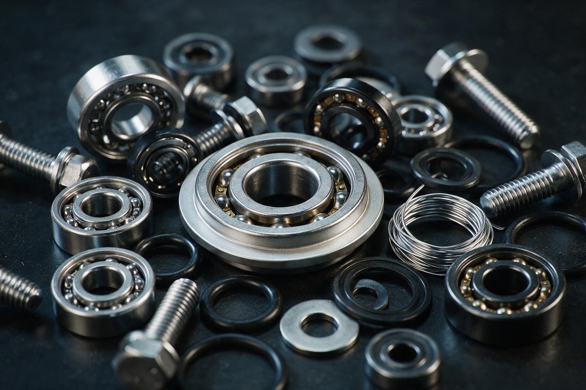 Close-up of aircraft hardware and fasteners.